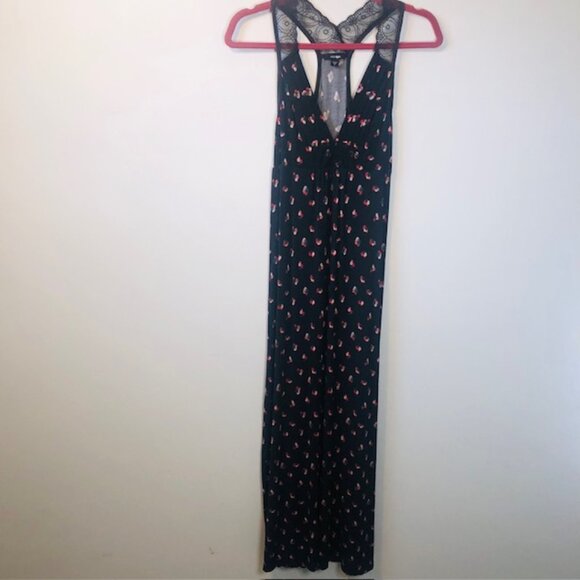 Elegant Midnight Black Floral Maxi Dress – Size Small - Picture 1 of 8